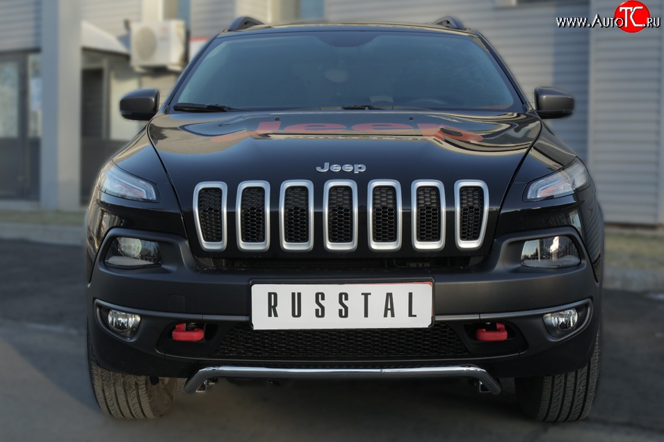 16 699 р. Защита переднего бампера (Trailhawk Ø42 мм волна, нержавейка) SLITKOFF  Jeep Cherokee  KL (2014-2017) дорестайлинг  с доставкой в г. Набережные‑Челны