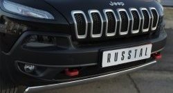 5 299 р. Защита переднего бампера (Trailhawk Ø75х42 мм, нержавейка) Russtal  Jeep Cherokee  KL (2014-2017) дорестайлинг  с доставкой в г. Набережные‑Челны. Увеличить фотографию 2