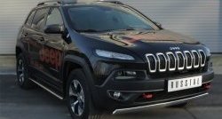 5 299 р. Защита переднего бампера (Trailhawk Ø75х42 мм, нержавейка) Russtal  Jeep Cherokee  KL (2014-2017) дорестайлинг  с доставкой в г. Набережные‑Челны. Увеличить фотографию 4