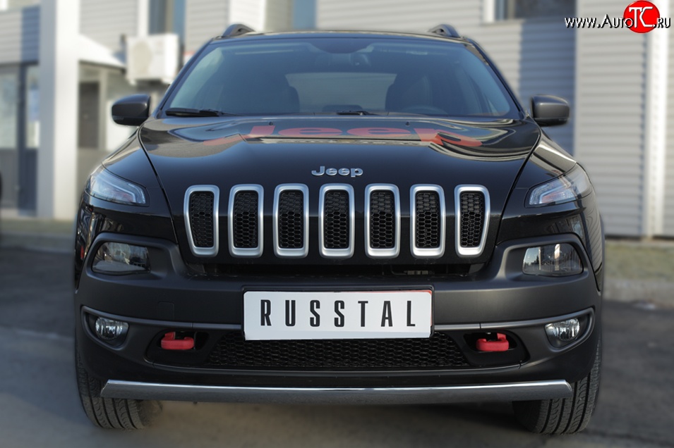 5 299 р. Защита переднего бампера (Trailhawk Ø75х42 мм, нержавейка) Russtal  Jeep Cherokee  KL (2014-2017) дорестайлинг  с доставкой в г. Набережные‑Челны