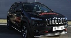 22 499 р. Защита порогов из круглой (Trailhawk, нержавейка 63 мм) SLITKOFF  Jeep Cherokee  KL (2014-2017) дорестайлинг  с доставкой в г. Набережные‑Челны. Увеличить фотографию 4