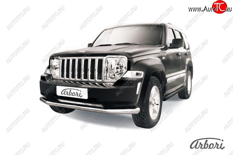 21 689 р. Защита переднего бампера Arbori (нержавейка, 1 труба d76 mm). Jeep Cherokee KK (2007-2014)  с доставкой в г. Набережные‑Челны