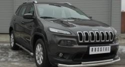 16 999 р. Защита переднего бампера (2 трубыØ63 и 42 мм, нержавейка) SLITKOFF Jeep Cherokee KL дорестайлинг (2014-2017)  с доставкой в г. Набережные‑Челны. Увеличить фотографию 2