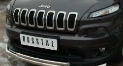 16 999 р. Защита переднего бампера (2 трубыØ63 и 42 мм, нержавейка) SLITKOFF Jeep Cherokee KL дорестайлинг (2014-2017)  с доставкой в г. Набережные‑Челны. Увеличить фотографию 3