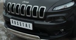 24 749 р. Защита переднего бампера (2 трубыØ75х42 мм, нержавейка) Russtal Jeep Cherokee KL дорестайлинг (2014-2017)  с доставкой в г. Набережные‑Челны. Увеличить фотографию 3