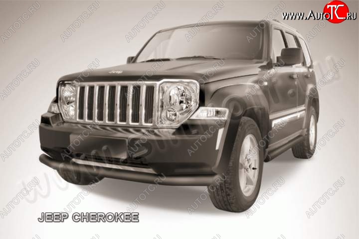 12 649 р. Защита переднего бампера их трубы d76 Slitkoff  Jeep Cherokee  KL (2014-2017) дорестайлинг (Цвет: серебристый)  с доставкой в г. Набережные‑Челны