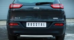 Одинарная защита заднего бампера из трубы диаметром 63 мм SLITKOFF Jeep (Джип) Cherokee (Чироки)  KL (2014-2017) KL дорестайлинг