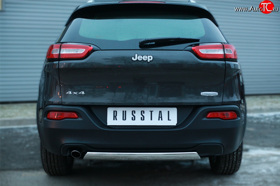 16 849 р. Защита заднего бампера (Ø75x42 мм, нержавейка) Russtal Jeep Cherokee KL дорестайлинг (2014-2017)  с доставкой в г. Набережные‑Челны