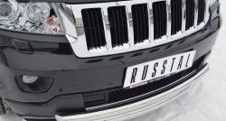 22 649 р. Защита переднего бампера (2 трубыØ76 и 63 мм, нержавейка) SLITKOFF  Jeep Grand Cherokee  WK2 (2010-2013) дорестайлинг  с доставкой в г. Набережные‑Челны. Увеличить фотографию 2