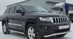 15 799 р. Защита порогов из круглой трубы диаметром 63 мм Russtal Jeep Grand Cherokee WK2 дорестайлинг (2010-2013) (Защита порогов с со скосами на торцах (вариант 1))  с доставкой в г. Набережные‑Челны. Увеличить фотографию 4