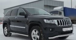 15 799 р. Защита порогов из круглой трубы диаметром 63 мм Russtal Jeep Grand Cherokee WK2 дорестайлинг (2010-2013) (Защита порогов с со скосами на торцах (вариант 1))  с доставкой в г. Набережные‑Челны. Увеличить фотографию 2