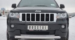 16 899 р. Одинарная защита переднего бампера диаметром 76 мм SLITKOFF  Jeep Grand Cherokee  WK2 (2010-2013) дорестайлинг  с доставкой в г. Набережные‑Челны. Увеличить фотографию 1