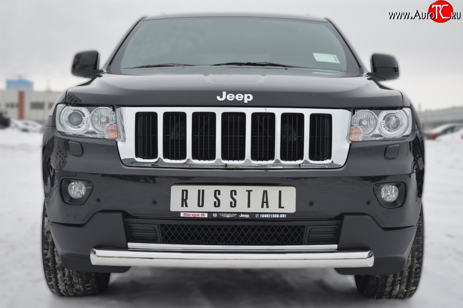 16 899 р. Одинарная защита переднего бампера диаметром 76 мм SLITKOFF Jeep Grand Cherokee WK2 дорестайлинг (2010-2013)  с доставкой в г. Набережные‑Челны