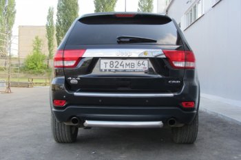 6 999 р. Защита заднего бампера из трубы d76 Slitkoff (короткая) Jeep Grand Cherokee WK2 дорестайлинг (2010-2013) (Цвет: серебристый)  с доставкой в г. Набережные‑Челны. Увеличить фотографию 2