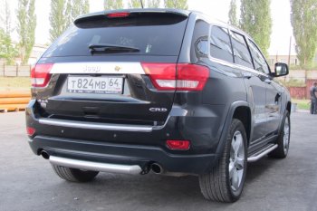 6 999 р. Защита заднего бампера из трубы d76 Slitkoff (короткая) Jeep Grand Cherokee WK2 дорестайлинг (2010-2013) (Цвет: серебристый)  с доставкой в г. Набережные‑Челны. Увеличить фотографию 3