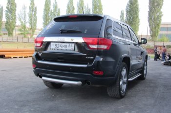 6 999 р. Защита заднего бампера из трубы d76 Slitkoff (короткая) Jeep Grand Cherokee WK2 дорестайлинг (2010-2013) (Цвет: серебристый)  с доставкой в г. Набережные‑Челны. Увеличить фотографию 4