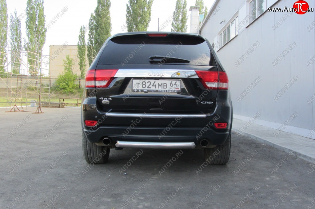 6 999 р. Защита заднего бампера из трубы d76 Slitkoff (короткая) Jeep Grand Cherokee WK2 дорестайлинг (2010-2013) (Цвет: серебристый)  с доставкой в г. Набережные‑Челны