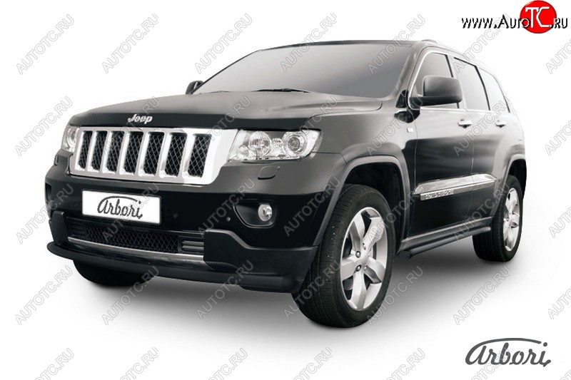 6 749 р. Защита переднего бампера Arbori (черная, 1 труба d57 mm). Jeep Grand Cherokee WK2 дорестайлинг (2010-2013)  с доставкой в г. Набережные‑Челны