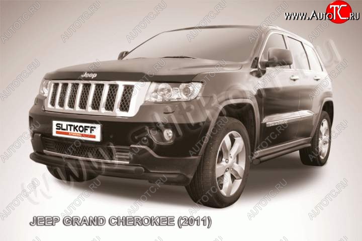 12 399 р. Защита переднего бампера из труб d57+d42 Slitkoff (двойная)  Jeep Grand Cherokee  WK2 (2010-2013) дорестайлинг (Цвет: серебристый)  с доставкой в г. Набережные‑Челны