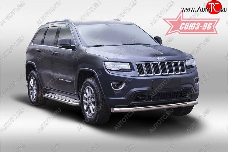 16 469 р. Защита переднего бампера одинарная рестайлинг Souz-96 (d76).  Jeep Grand Cherokee  WK2 (2010-2013) дорестайлинг  с доставкой в г. Набережные‑Челны