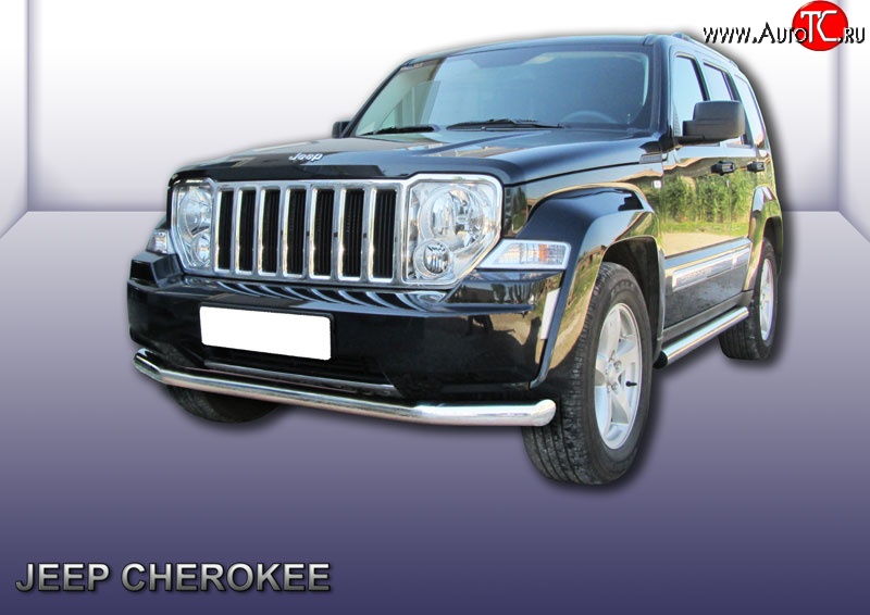 17 799 р. Одинарная защита переднего бампера диаметром 76 мм Slitkoff  Jeep Liberty  KK (2007-2013) (Нержавейка, Полированная)  с доставкой в г. Набережные‑Челны