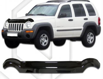 2 079 р. Дефлектор капота CA-Plastic Jeep Liberty KJ дорестайлинг (2001-2004) (Classic черный, Без надписи)  с доставкой в г. Набережные‑Челны. Увеличить фотографию 1