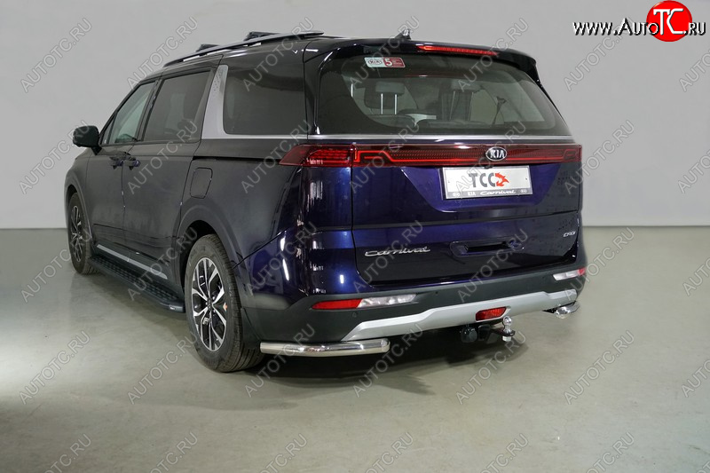 21 599 р. Защита заднего бампера (уголки) 2WD 2.2D ТСС 60,3 мм  KIA Carnival  KA4 (2020-2025) минивэн дорестайлинг, минивэн рестайлинг (длинные)  с доставкой в г. Набережные‑Челны