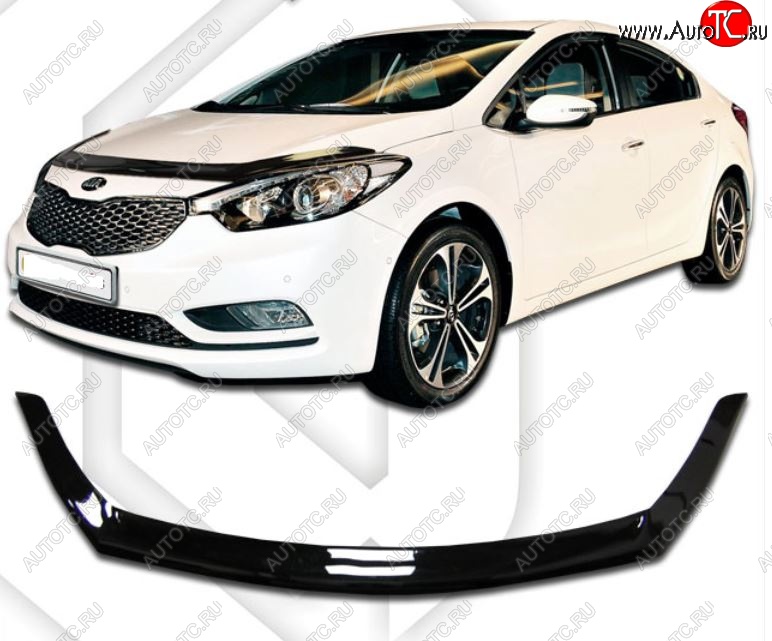 2 199 р. Дефлектор капота CA-Plastiс  KIA Cerato Koup  1 TD (2008-2013) купе (Classic черный, Без надписи)  с доставкой в г. Набережные‑Челны