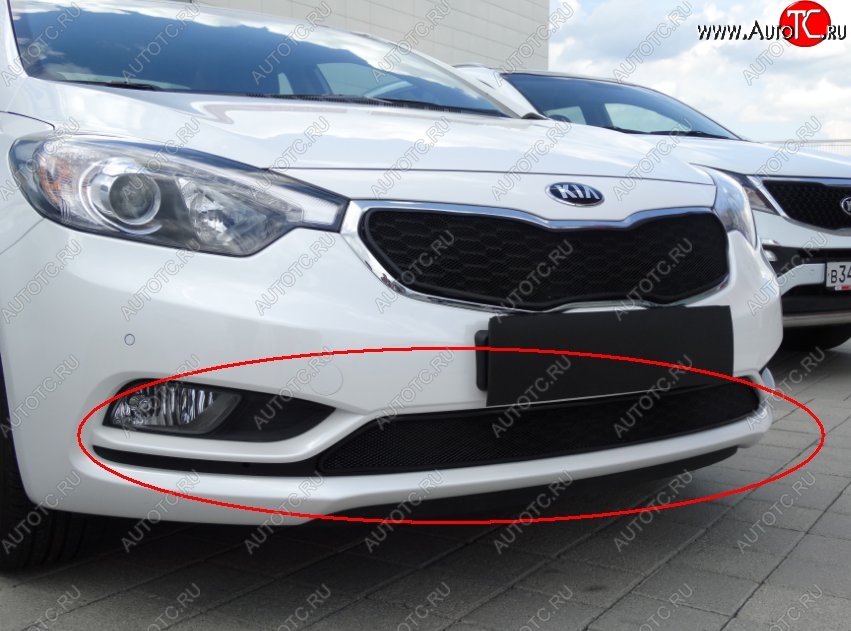 1 469 р. Нижняя защитная сетка на бампер Russtal (черная) KIA Cerato 3 YD дорестайлинг седан (2013-2016)  с доставкой в г. Набережные‑Челны