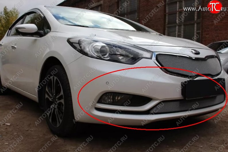 1 539 р. Нижняя защитная сетка на бампер Russtal (хром) KIA Cerato 3 YD дорестайлинг седан (2013-2016)  с доставкой в г. Набережные‑Челны