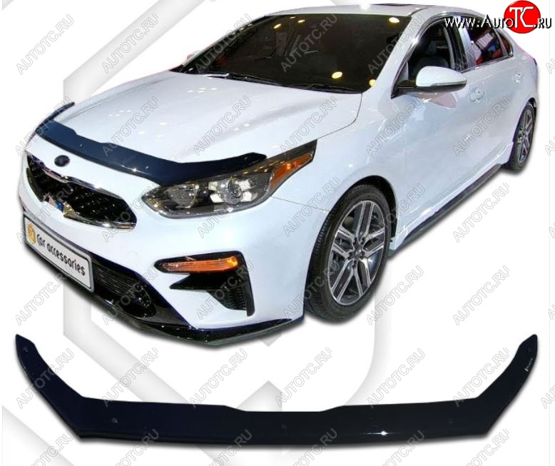 1 999 р. Дефлектор капота CA-Plastiс  KIA Cerato  4 BD (2018-2021) дорестайлинг седан, дорестайлинг, хэтчбэк (Classic черный, Без надписи)  с доставкой в г. Набережные‑Челны