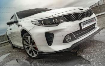 8 499 р. Юбка переднего бампера (только GT-Line бампер) TopKontur Design KIA Optima 4 JF дорестайлинг седан (2016-2018) (Неокрашенная)  с доставкой в г. Набережные‑Челны. Увеличить фотографию 2