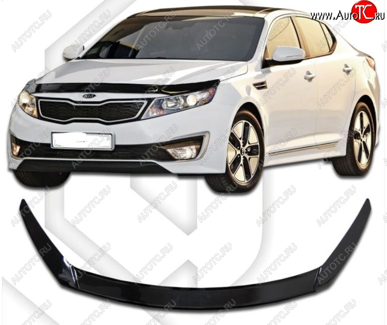 2 199 р. Дефлектор капота CA-Plastiс Exclusive KIA Optima 3 TF дорестайлинг седан (2010-2013) (Classic черный, Без надписи)  с доставкой в г. Набережные‑Челны