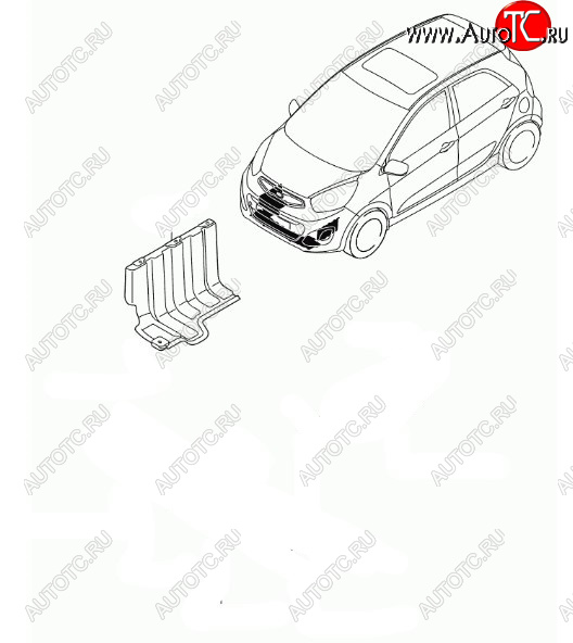 1 799 р. Правый защита двигателя (пыльник) HYUNDAI/KIA/MOBIS KIA Picanto 2 TA хэтчбэк 5 дв. дорестайлинг (2011-2015)  с доставкой в г. Набережные‑Челны