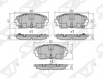 Колодки тормозные SAT (передние) KIA (КИА) Picanto (Пиканто) ( 2 TA хэтчбэк 5 дв.,  2 TA хэтчбэк 3 дв.) (2011-2015) 2 TA хэтчбэк 5 дв., 2 TA хэтчбэк 3 дв. дорестайлинг, дорестайлинг