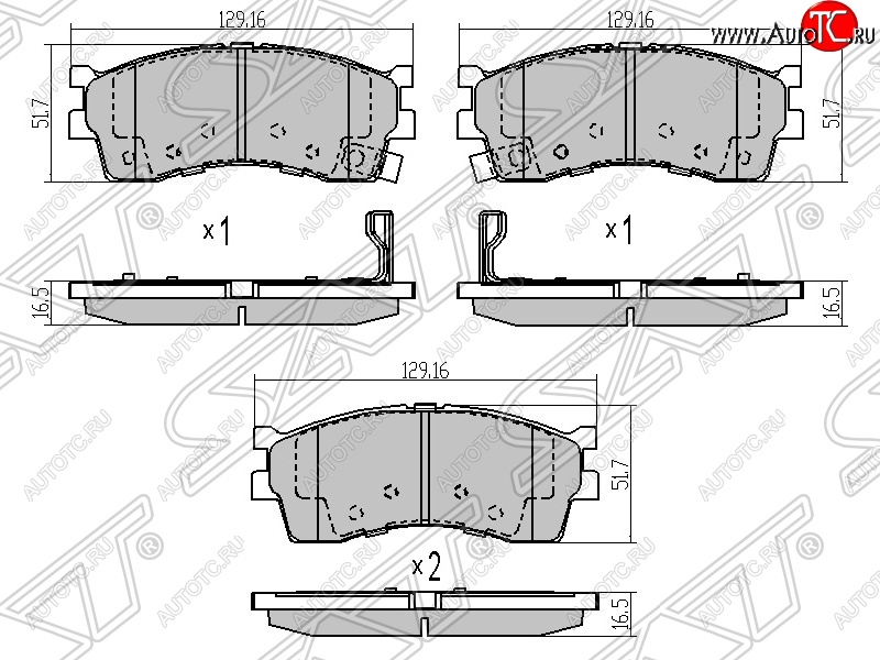 1 199 р. Колодки тормозные SAT (передние)  KIA Rio  1 DC - Shuma  с доставкой в г. Набережные‑Челны