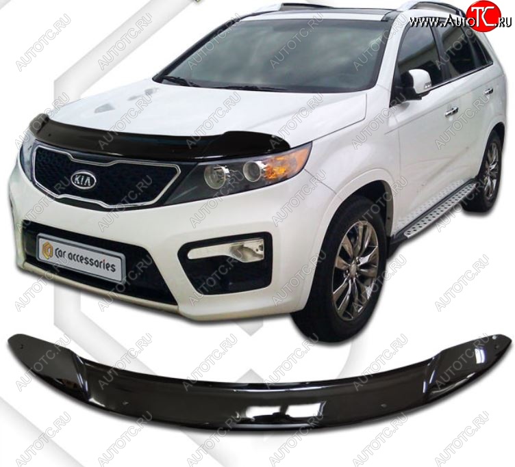 2 079 р. Дефлектор капота CA-Plastiс  KIA Sorento  XM (2009-2012) дорестайлинг (Classic черный, Без надписи)  с доставкой в г. Набережные‑Челны