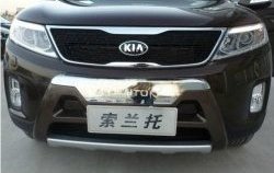 5 449 р. Накладка на передний бампер SuvStyle KIA Sorento XM рестайлинг (2012-2015) (Неокрашенная)  с доставкой в г. Набережные‑Челны. Увеличить фотографию 2