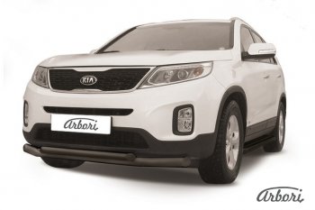 7 019 р. Защита переднего бампера Arbori (черная, 2 трубы d57 и 42 mm) KIA Sorento XM рестайлинг (2012-2015)  с доставкой в г. Набережные‑Челны. Увеличить фотографию 1