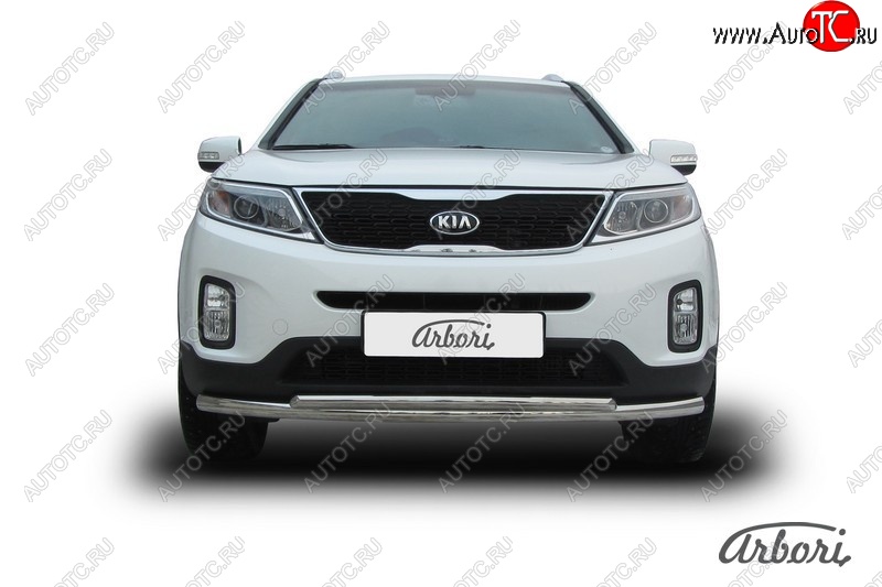 5 499 р. Защита переднего бампера Arbori (нержавейка, 2 трубы d57 и 42 mm) KIA Sorento XM рестайлинг (2012-2015)  с доставкой в г. Набережные‑Челны