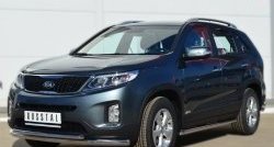 16 249 р. Двойная защита переднего бампера из труб диаметром 63 и 42 мм SLITKOFF KIA Sorento XM рестайлинг (2012-2015)  с доставкой в г. Набережные‑Челны. Увеличить фотографию 2