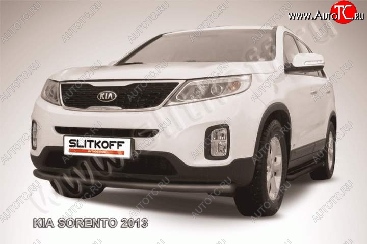 9 549 р. Защита переднего бампера из трубы d57 Slitkoff (радиусная)  KIA Sorento  XM (2012-2015) рестайлинг (Цвет: серебристый)  с доставкой в г. Набережные‑Челны