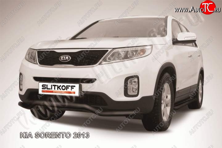 11 999 р. Защита переднего бампера из трубы d57 Slitkoff (волна)  KIA Sorento  XM (2012-2015) рестайлинг (Цвет: серебристый)  с доставкой в г. Набережные‑Челны