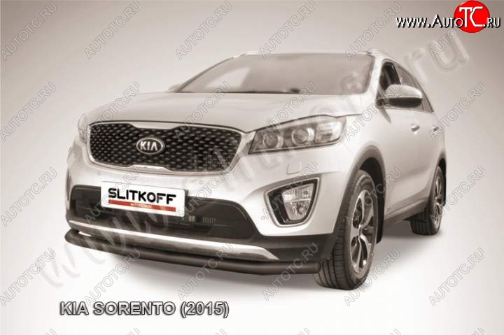 9 999 р. Защита переднего бампера из трубы d57 Slitkoff  KIA Sorento  UM/Prime (2014-2018) дорестайлинг (Цвет: серебристый)  с доставкой в г. Набережные‑Челны