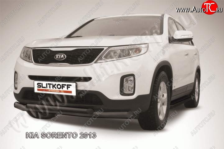 12 699 р. Защита переднего бампера из труб d76+57 Slitkoff (двойная)  KIA Sorento  XM (2012-2015) рестайлинг (Цвет: серебристый)  с доставкой в г. Набережные‑Челны