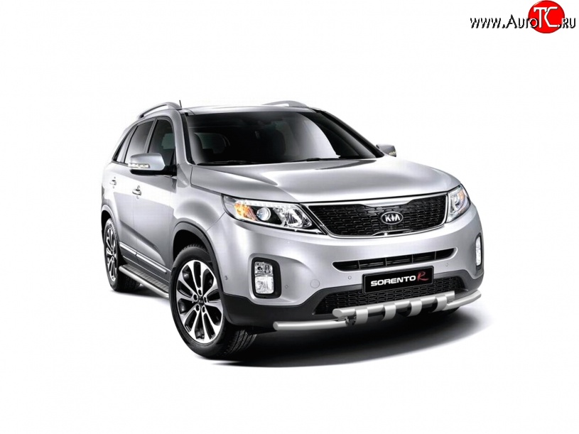 13 499 р. Широкая защита порогов Petroil Tuning KIA Sorento XM рестайлинг (2012-2015) (Нержавеющая полированная сталь)  с доставкой в г. Набережные‑Челны