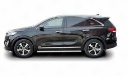 17 299 р. Защита порогов из круглой трубы диаметром 63 мм Russtal KIA Sorento UM/Prime дорестайлинг (2014-2018) (Защита порогов с со скосами на торцах (вариант 1))  с доставкой в г. Набережные‑Челны. Увеличить фотографию 3