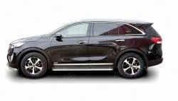 20 749 р. Широкая защита порогов Russtal KIA Sorento UM/Prime дорестайлинг (2014-2018) (Защита порогов с со скосами на торцах (вариант 1))  с доставкой в г. Набережные‑Челны. Увеличить фотографию 2