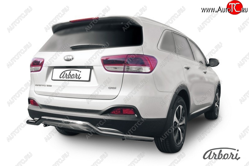 3 499 р. Защита заднего бампера Arbori (волна, нержавейка, 1 труба d57 mm). KIA Sorento UM/Prime дорестайлинг (2014-2018)  с доставкой в г. Набережные‑Челны