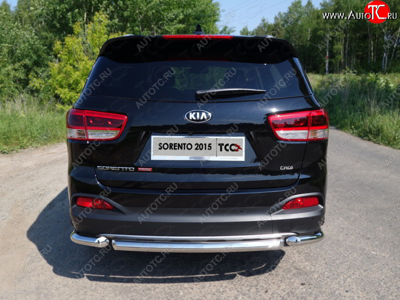 12 299 р. Защита заднего бампера (короткая) ТСС (нержавейка d 60,3 мм) KIA Sorento UM/Prime дорестайлинг (2014-2018)  с доставкой в г. Набережные‑Челны